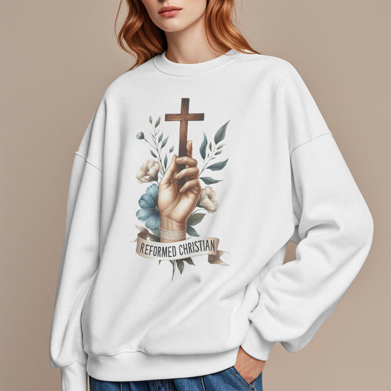 Christianartworkshop Classic Colored Style Reformed Christian Faith Fleece Lined Polyester Sweatshirt - image 2