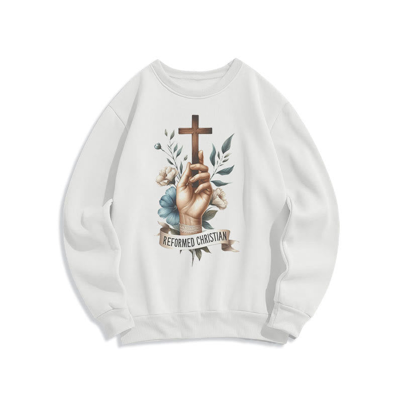Christianartworkshop Classic Colored Style Reformed Christian Faith Fleece Lined Polyester Sweatshirt - White - 2XL - image 1