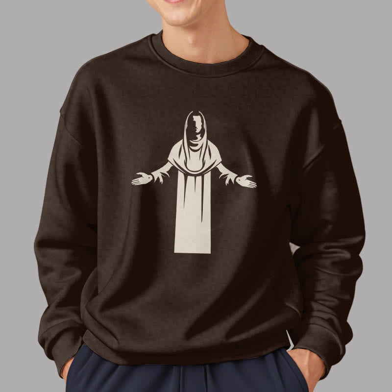 Christianartworkshop Classic Style Saint Figure Hands Open Praying Fleece Lined Polyester Sweatshirt - image 17