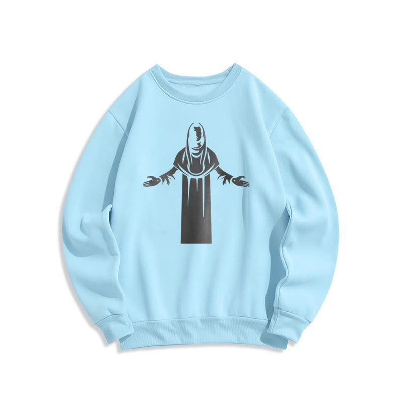 Christianartworkshop Classic Style Saint Figure Hands Open Praying Fleece Lined Polyester Sweatshirt - Blue - 2XL - image 26