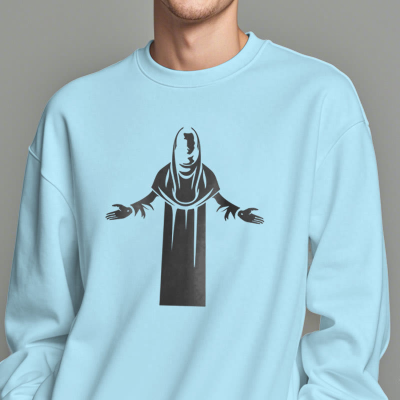Christianartworkshop Classic Style Saint Figure Hands Open Praying Fleece Lined Polyester Sweatshirt - image 28
