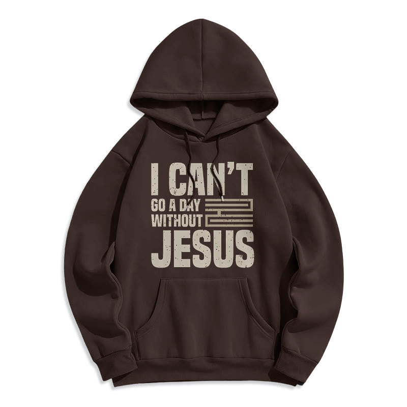 Christianartworkshop Classic Style I Can't Go A Day Without Jesus Fleece Lined Polyester Hoodie - Brown - 2XL - image 16