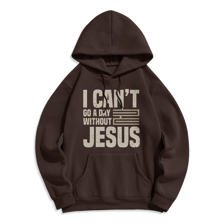 Christianartworkshop Classic Style I Can't Go A Day Without Jesus Fleece Lined Polyester Hoodie - Brown - 2XL - image 16