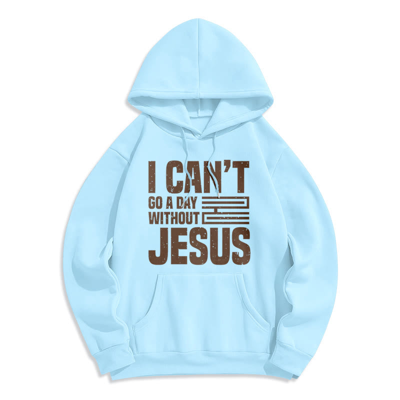 Christianartworkshop Classic Style I Can't Go A Day Without Jesus Fleece Lined Polyester Hoodie - Blue - 2XL - image 26