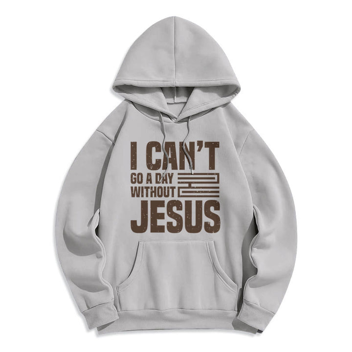 Christianartworkshop Classic Style I Can't Go A Day Without Jesus Fleece Lined Polyester Hoodie - Grey - 2XL - image 31