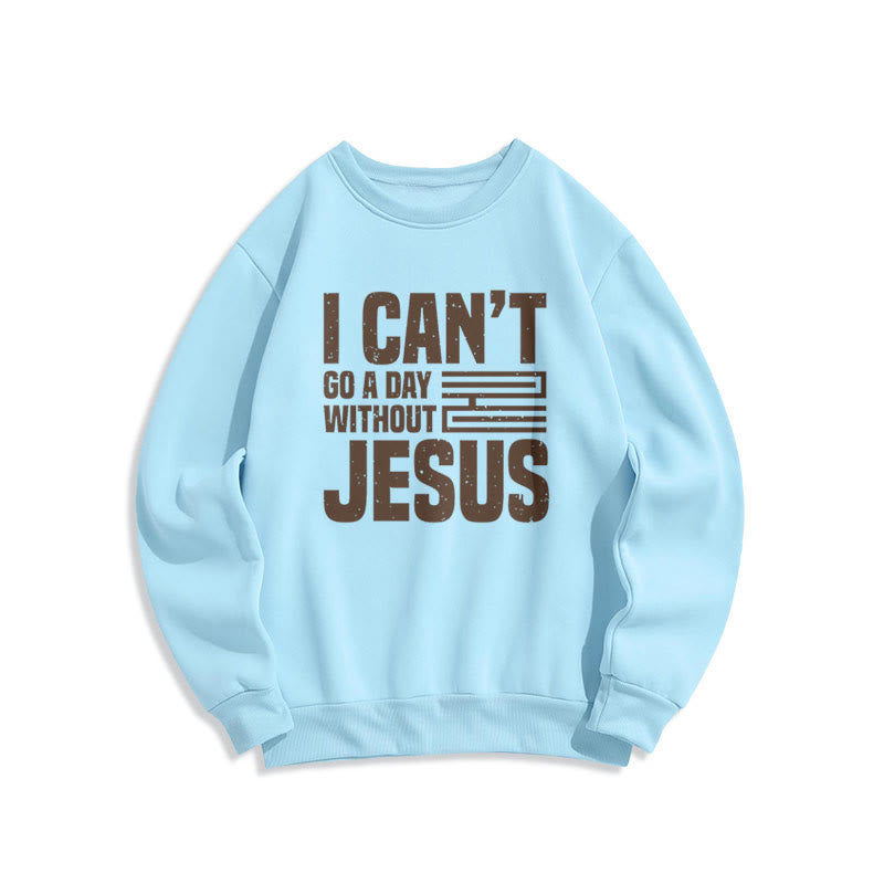 Christianartworkshop Classic Style I Can't Go A Day Without Jesus Fleece Lined Polyester Sweatshirt - Blue - 2XL - image 25