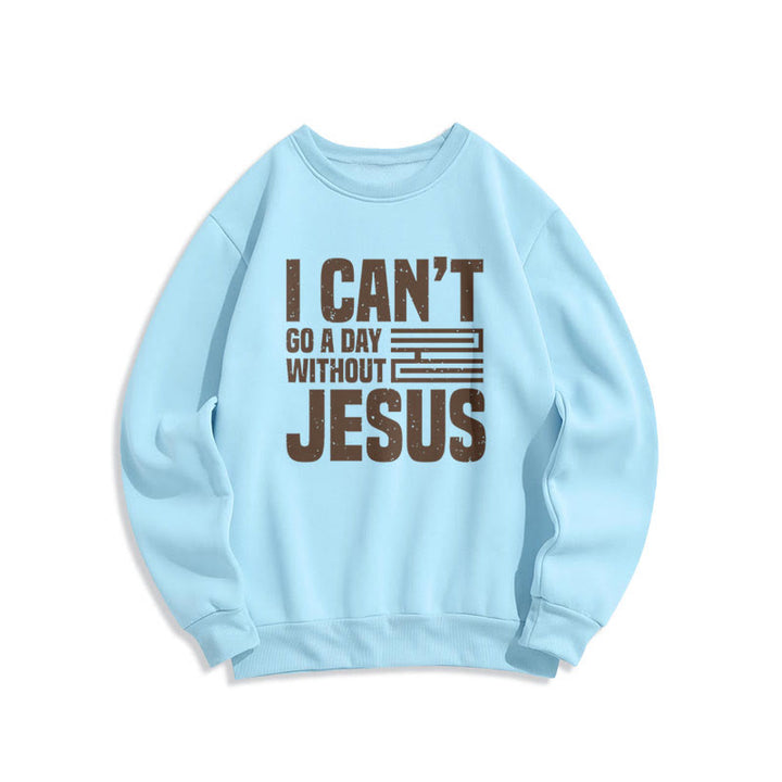 Christianartworkshop Classic Style I Can't Go A Day Without Jesus Fleece Lined Polyester Sweatshirt - Blue - 2XL - image 25