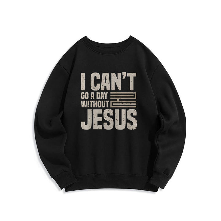 Christianartworkshop Classic Style I Can't Go A Day Without Jesus Fleece Lined Polyester Sweatshirt - Black - 2XL - image 6