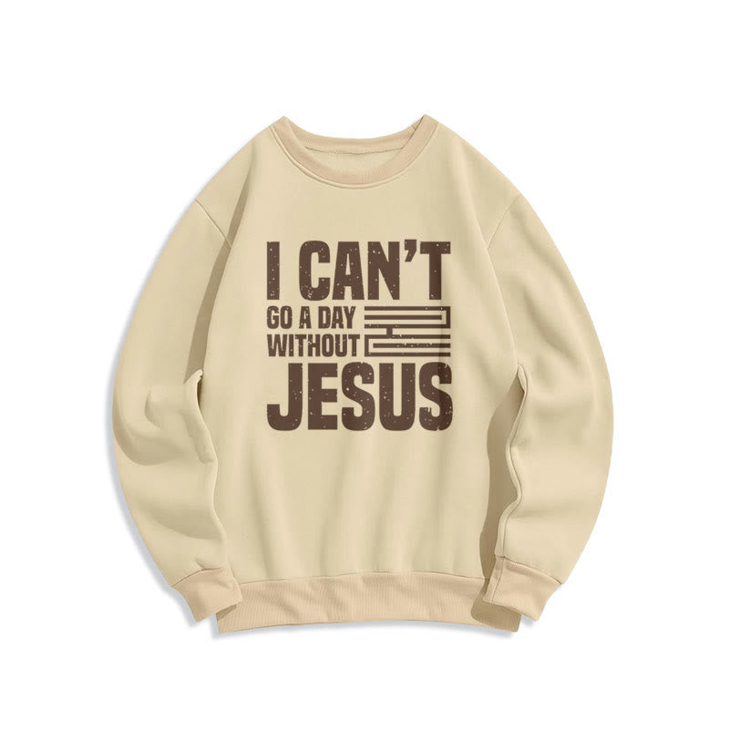 Christianartworkshop Classic Style I Can't Go A Day Without Jesus Fleece Lined Polyester Sweatshirt - Beige - 2XL - image 11