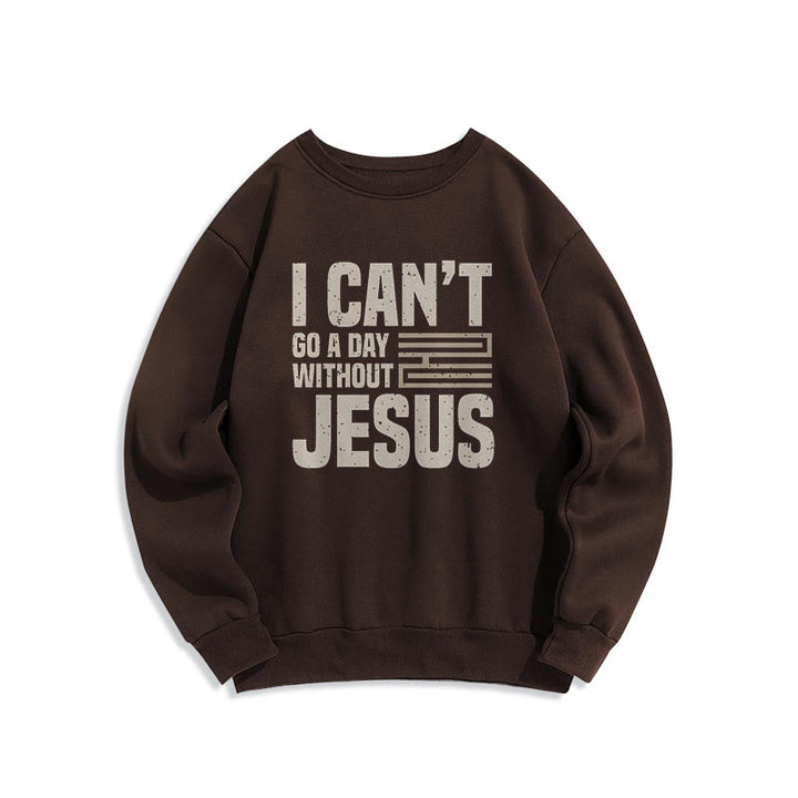 Christianartworkshop Classic Style I Can't Go A Day Without Jesus Fleece Lined Polyester Sweatshirt - Brown - 2XL - image 16