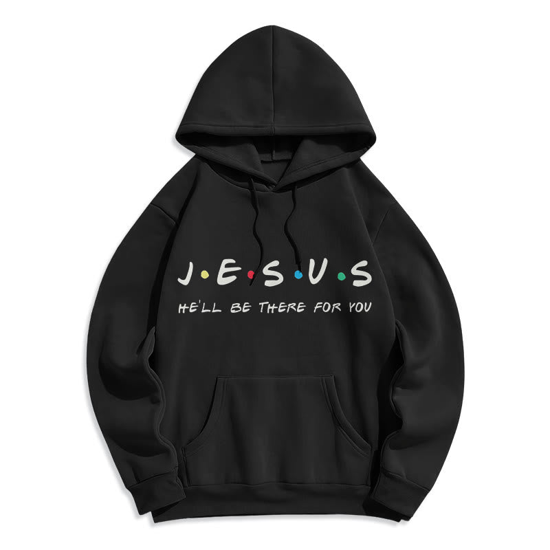 Christianartworkshop Modern Style Jesus He'll Be There For You Fleece Lined Polyester Hoodie - Black - 2XL - image 6