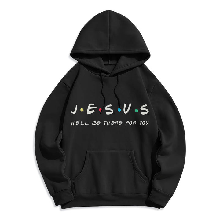 Christianartworkshop Modern Style Jesus He'll Be There For You Fleece Lined Polyester Hoodie - Black - 2XL - image 6