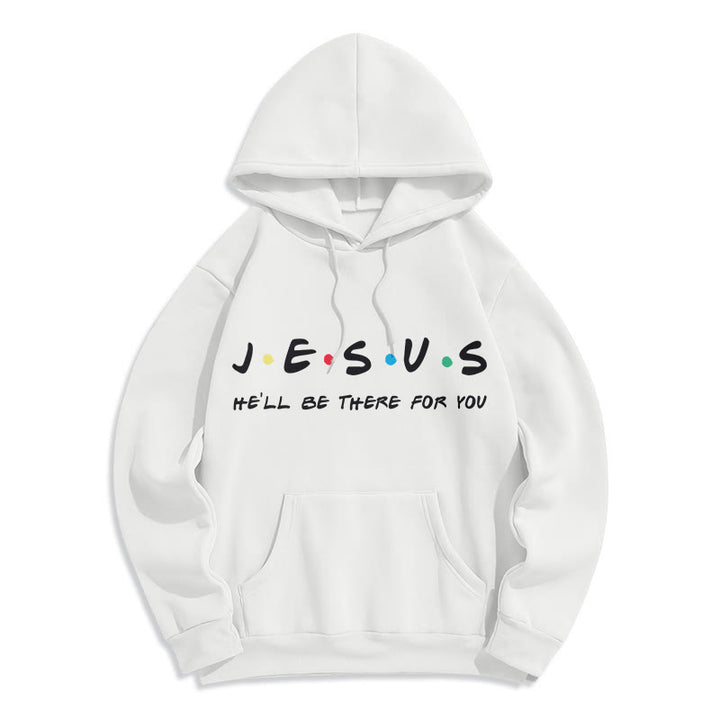 Christianartworkshop Modern Style Jesus He'll Be There For You Fleece Lined Polyester Hoodie - White - 2XL - image 0