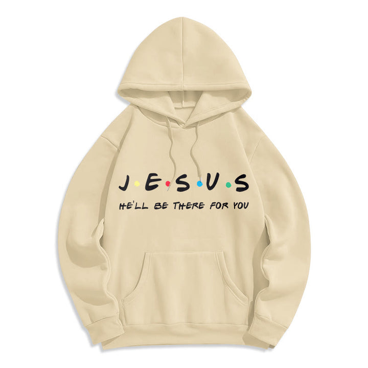Christianartworkshop Modern Style Jesus He'll Be There For You Fleece Lined Polyester Hoodie - Beige - 2XL - image 11