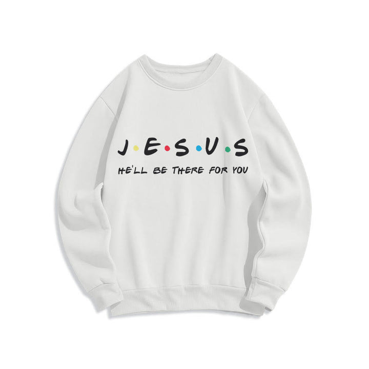 Christianartworkshop Modern Style Jesus He'll Be There For You Fleece Lined Polyester Sweatshirt - White - 2XL - image 0