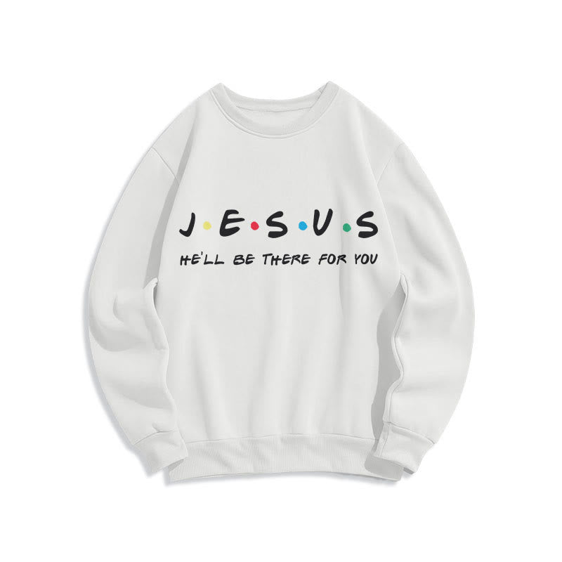 Christianartworkshop Modern Style Jesus He'll Be There For You Fleece Lined Polyester Sweatshirt - White - 2XL - image 1