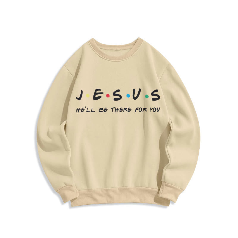 Christianartworkshop Modern Style Jesus He'll Be There For You Fleece Lined Polyester Sweatshirt - Beige - 2XL - image 10