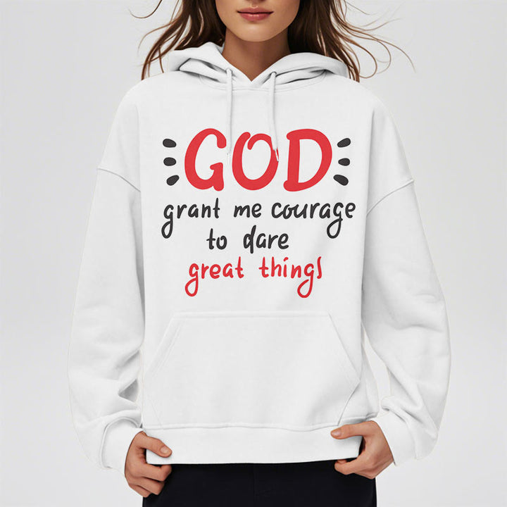 Christianartworkshop Modern Style God Grant Me Courage Fleece Lined Polyester Hoodie - image 2