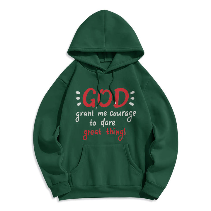 Christianartworkshop Modern Style God Grant Me Courage Fleece Lined Polyester Hoodie - Green - 2XL - image 21
