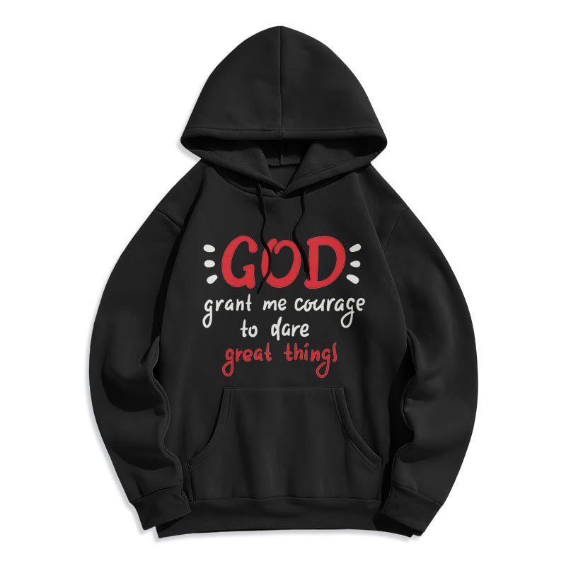 Christianartworkshop Modern Style God Grant Me Courage Fleece Lined Polyester Hoodie - Black - 2XL - image 6