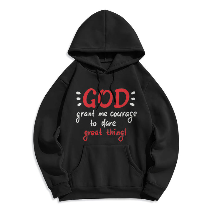 Christianartworkshop Modern Style God Grant Me Courage Fleece Lined Polyester Hoodie - Black - 2XL - image 6