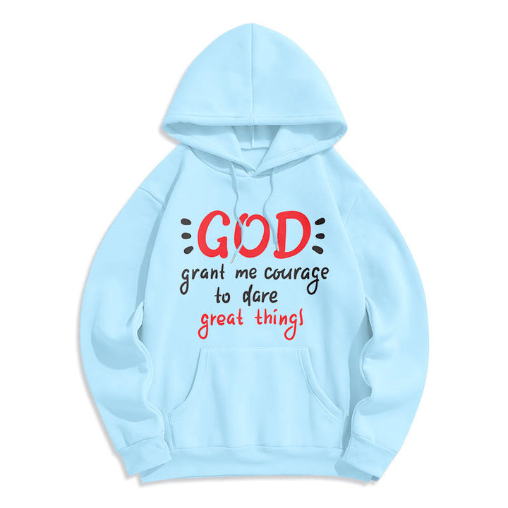 Christianartworkshop Modern Style God Grant Me Courage Fleece Lined Polyester Hoodie - Blue - 2XL - image 26