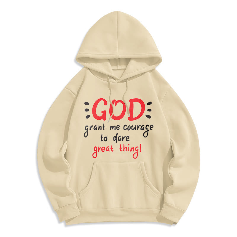 Christianartworkshop Modern Style God Grant Me Courage Fleece Lined Polyester Hoodie - Beige - 2XL - image 11