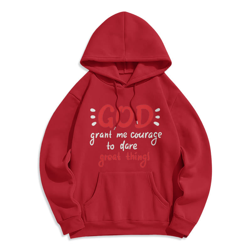 Christianartworkshop Modern Style God Grant Me Courage Fleece Lined Polyester Hoodie - Red - 2XL - image 36