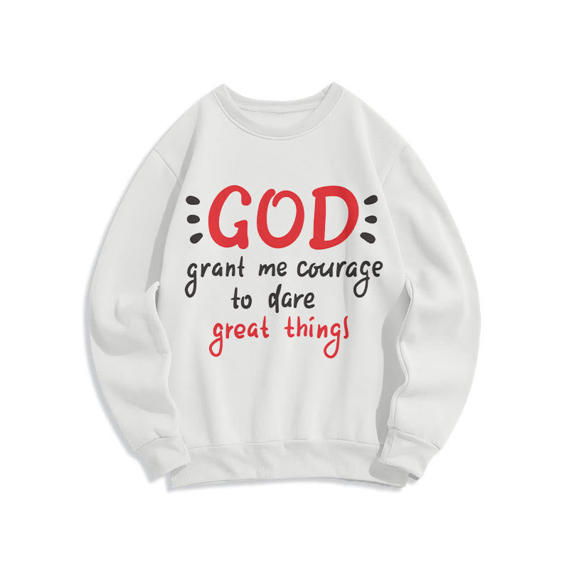 Christianartworkshop Modern Style God Grant Me Courage Fleece Lined Polyester Sweatshirt - White - 2XL - image 1