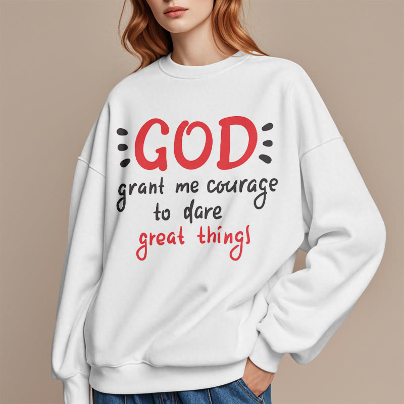 Christianartworkshop Modern Style God Grant Me Courage Fleece Lined Polyester Sweatshirt - image 2