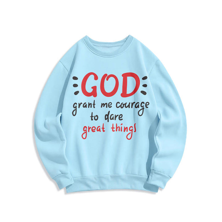 Christianartworkshop Modern Style God Grant Me Courage Fleece Lined Polyester Sweatshirt - Blue - 2XL - image 26