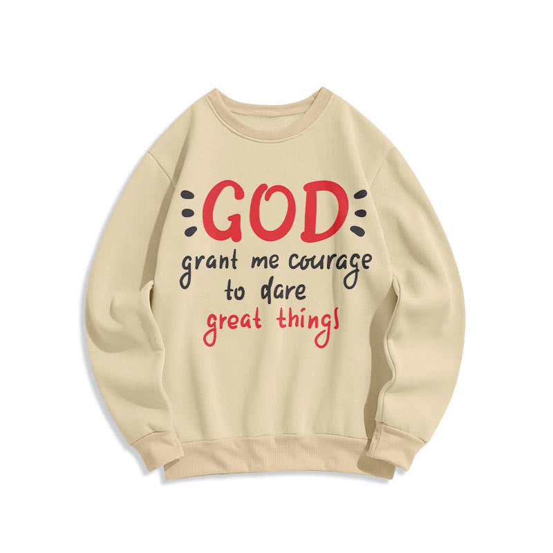 Christianartworkshop Modern Style God Grant Me Courage Fleece Lined Polyester Sweatshirt - Beige - 2XL - image 11