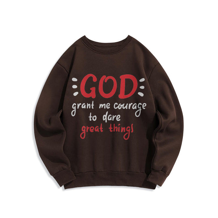 Christianartworkshop Modern Style God Grant Me Courage Fleece Lined Polyester Sweatshirt - Brown - 2XL - image 16