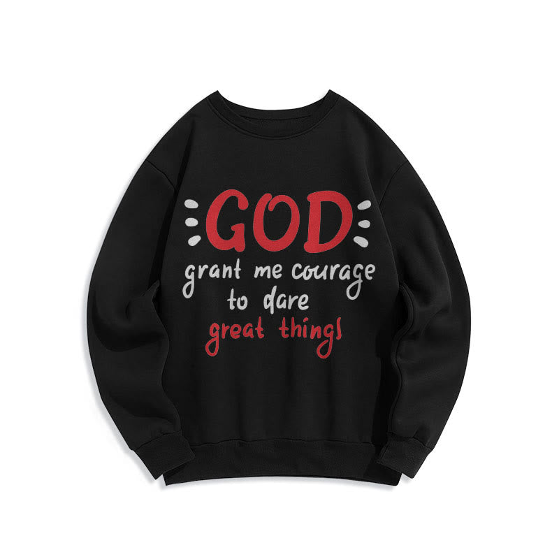 Christianartworkshop Modern Style God Grant Me Courage Fleece Lined Polyester Sweatshirt - Black - 2XL - image 6