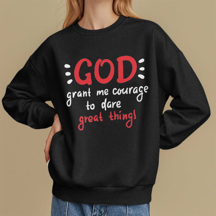 Christianartworkshop Modern Style God Grant Me Courage Fleece Lined Polyester Sweatshirt - image 8