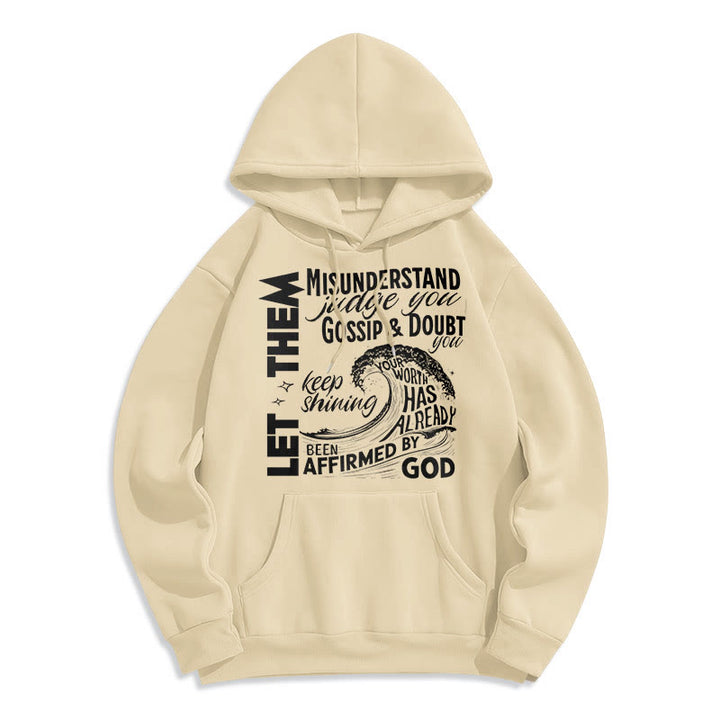 Christianartworkshop Modern Style Affirmed By God Fleece Lined Polyester Hoodie - Beige - 2XL - image 1