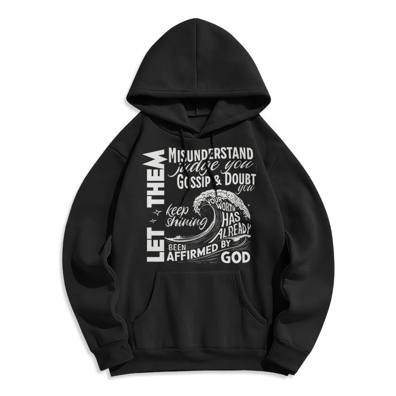 Christianartworkshop Modern Style Affirmed By God Fleece Lined Polyester Hoodie - Black - 2XL - image 6