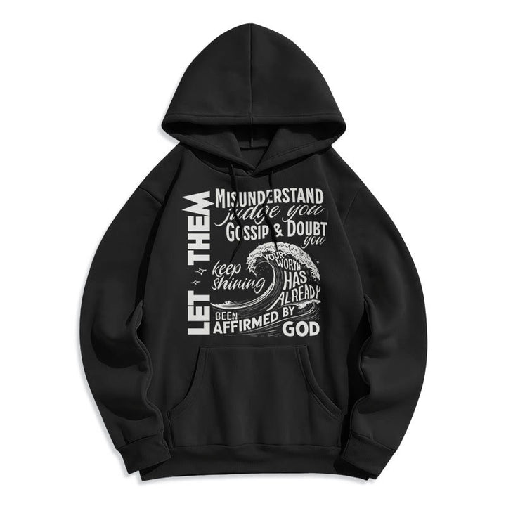 Christianartworkshop Modern Style Affirmed By God Fleece Lined Polyester Hoodie - Black - 2XL - image 6