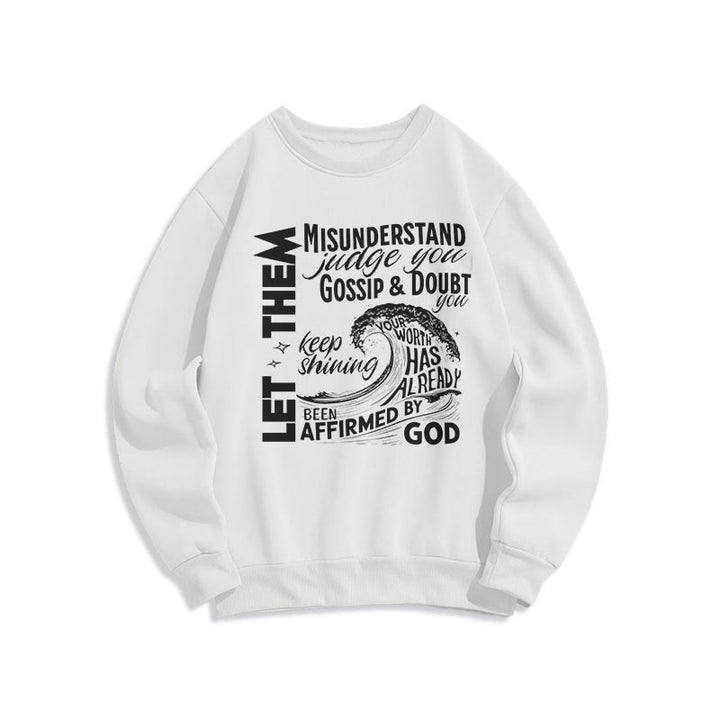 Christianartworkshop Modern Style Affirmed By God Fleece Lined Polyester Sweatshirt - White - 2XL - image 11