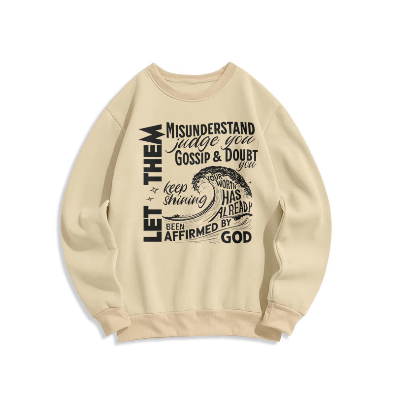 Christianartworkshop Modern Style Affirmed By God Fleece Lined Polyester Sweatshirt - Beige - 2XL - image 1