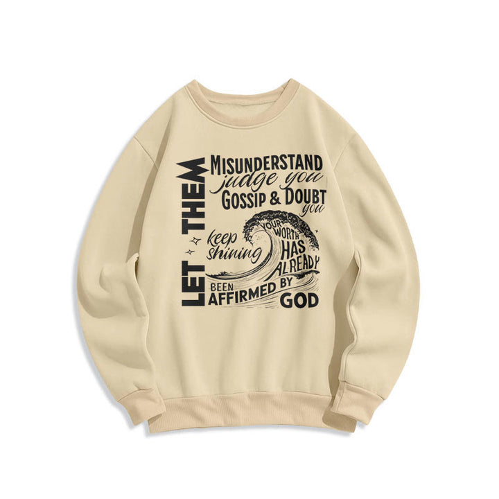 Christianartworkshop Modern Style Affirmed By God Fleece Lined Polyester Sweatshirt - Beige - 2XL - image 1
