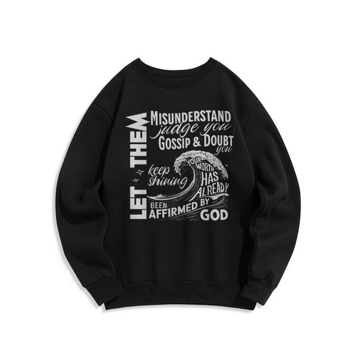 Christianartworkshop Modern Style Affirmed By God Fleece Lined Polyester Sweatshirt - Black - 2XL - image 6