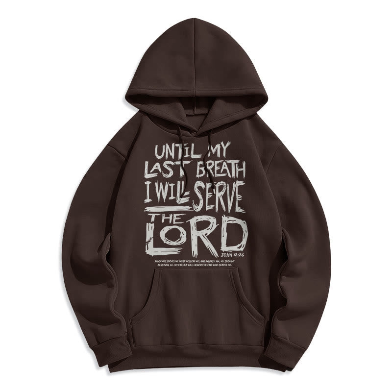 Christianartworkshop Quotation Style I Will Serve The Lord Fleece Lined Polyester Hoodie - Brown - 2XL - image 14