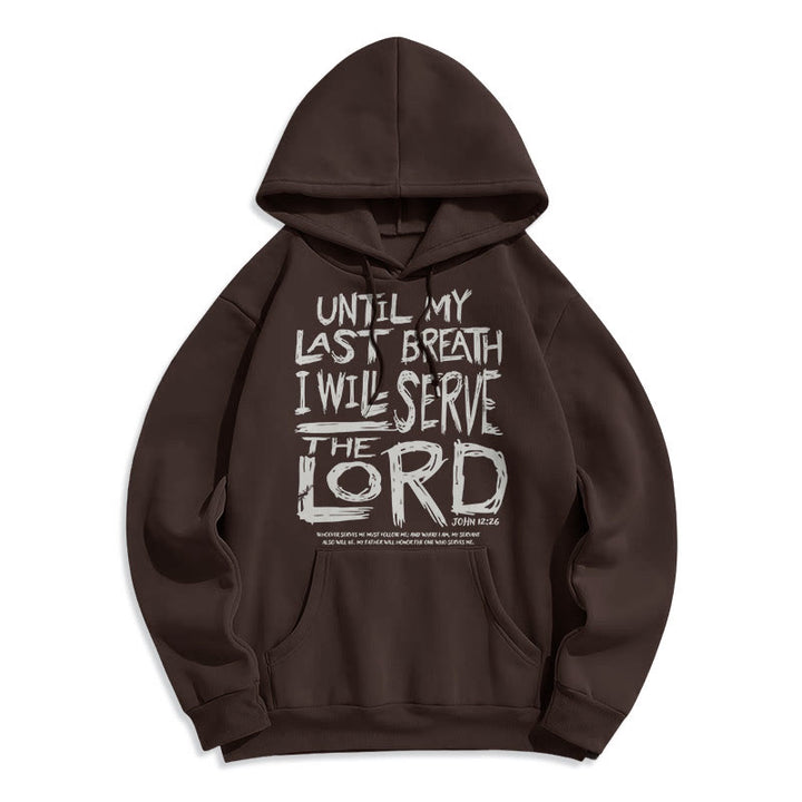 Christianartworkshop Quotation Style I Will Serve The Lord Fleece Lined Polyester Hoodie - Brown - 2XL - image 14