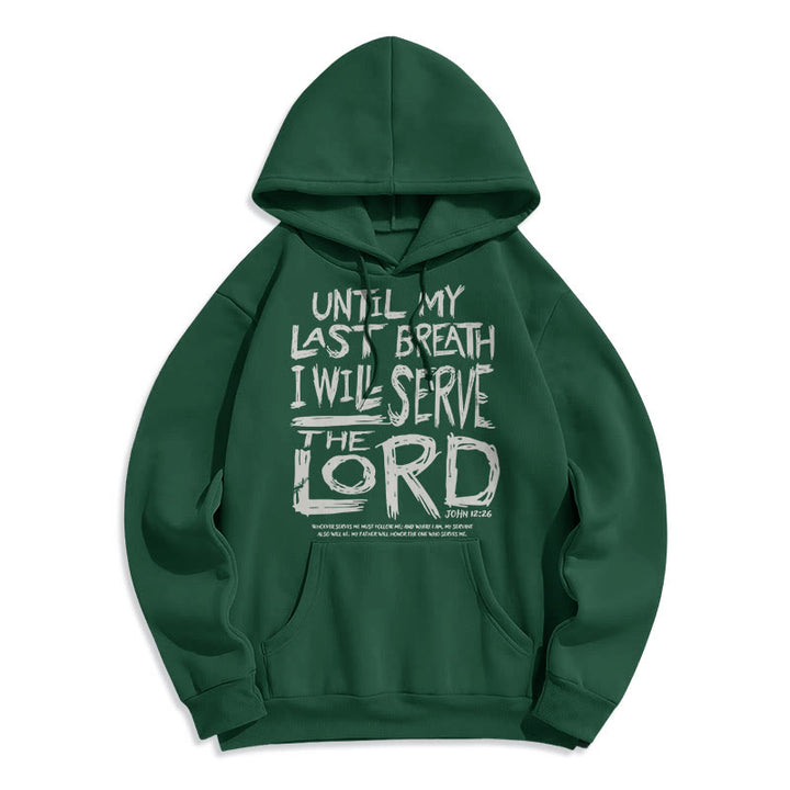 Christianartworkshop Quotation Style I Will Serve The Lord Fleece Lined Polyester Hoodie - Green - 2XL - image 17