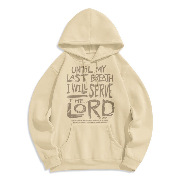 Christianartworkshop Quotation Style I Will Serve The Lord Fleece Lined Polyester Hoodie - Beige - 2XL - image 11