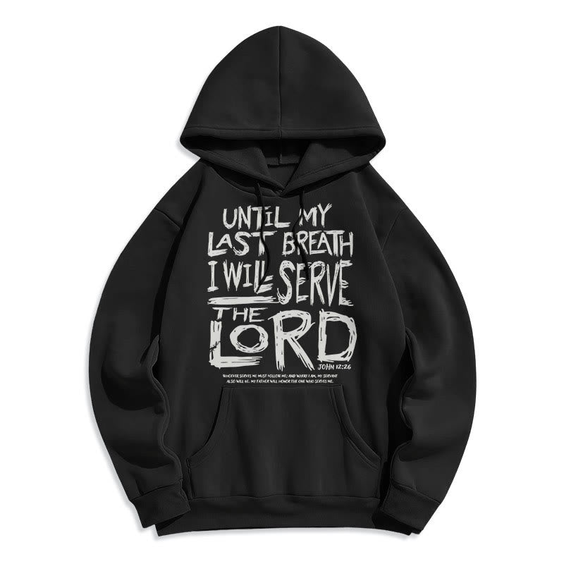 Christianartworkshop Quotation Style I Will Serve The Lord Fleece Lined Polyester Hoodie - Black - 2XL - image 6