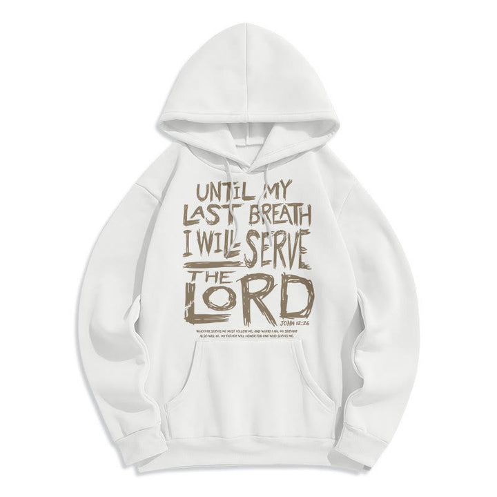 Christianartworkshop Quotation Style I Will Serve The Lord Fleece Lined Polyester Hoodie - White - 2XL - image 1