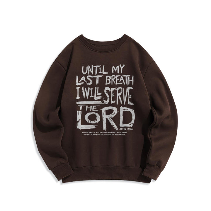 Christianartworkshop Quotation Style I Will Serve The Lord Fleece Lined Polyester Sweatshirt - Brown - 2XL - image 16