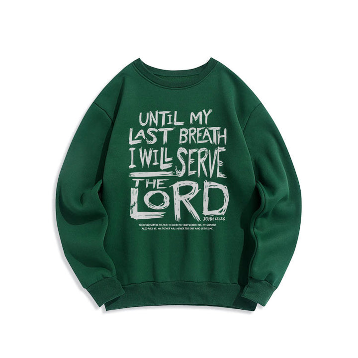 Christianartworkshop Quotation Style I Will Serve The Lord Fleece Lined Polyester Sweatshirt - Green - 2XL - image 21